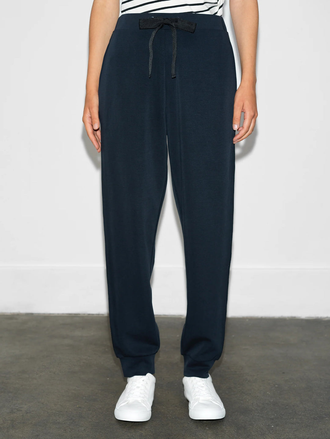 French Connection Wren Side Trim Tie Waist Trousers Black/Blue