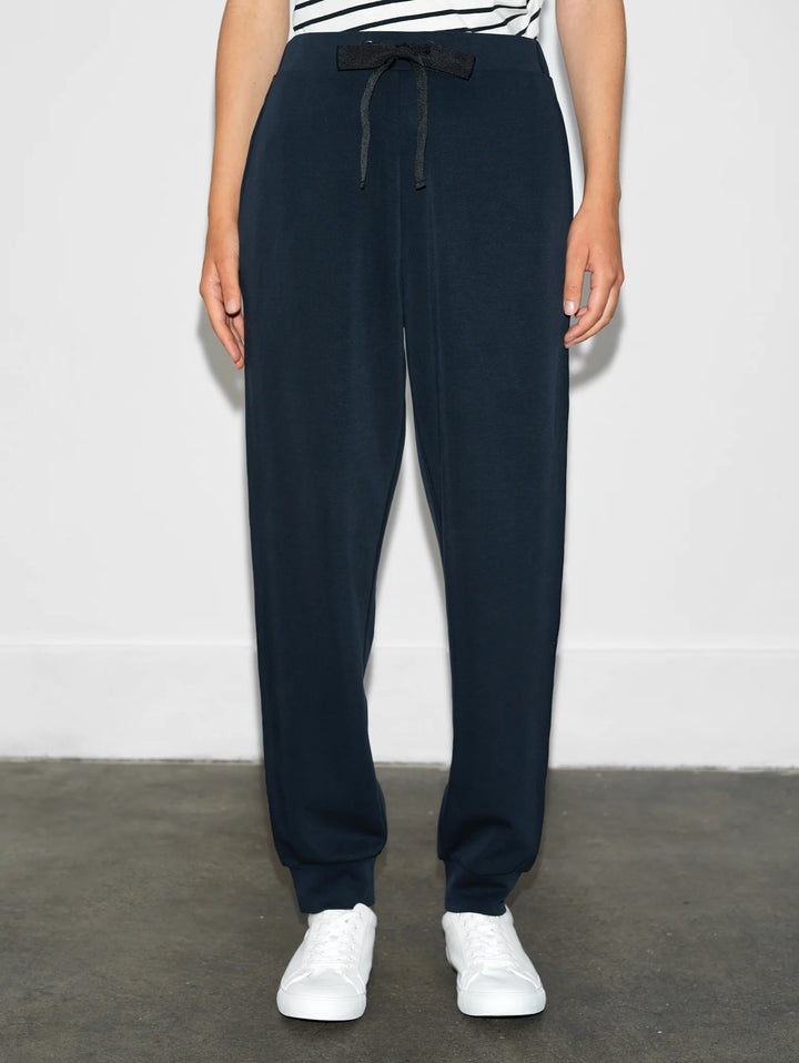 French Connection Wren Side Trim Tie Waist Trousers Black/Blue