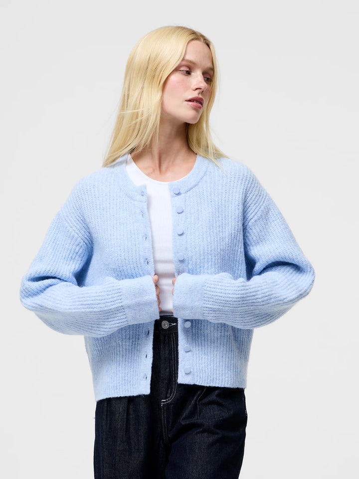 French Connection Kezia Recycled Knit Long Sleeve Cardigan Artic Blue