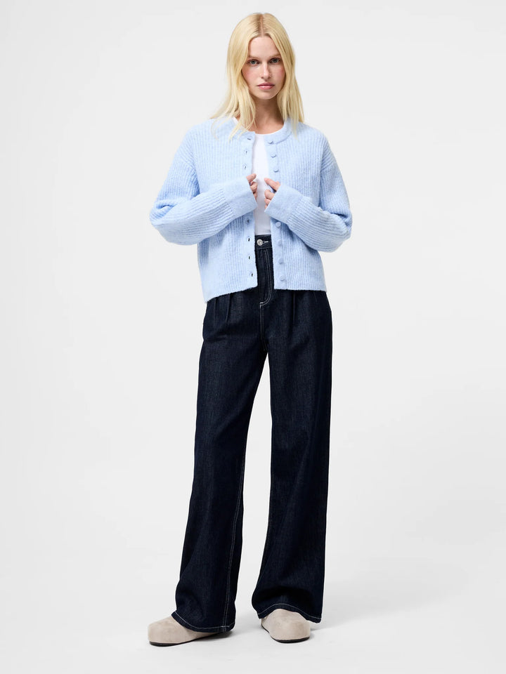 French Connection Kezia Recycled Knit Long Sleeve Cardigan Artic Blue