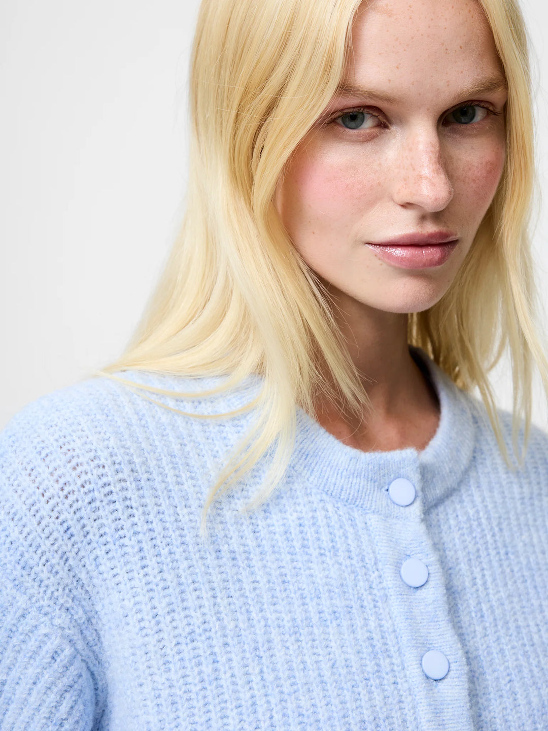 French Connection Kezia Recycled Knit Long Sleeve Cardigan Artic Blue