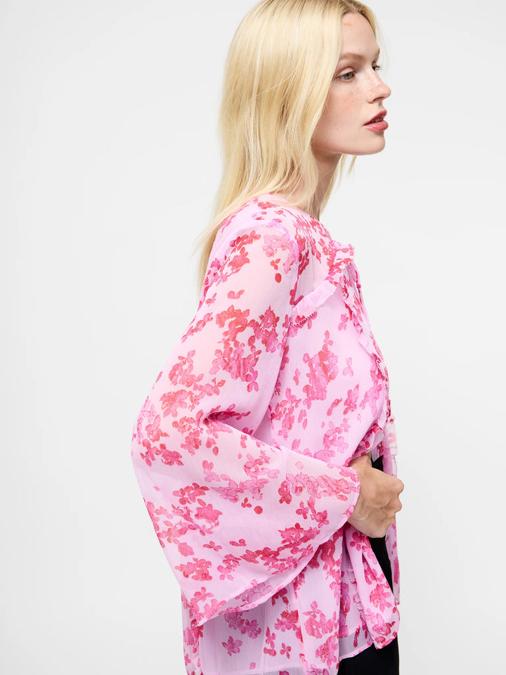 French Connection Isla Hallie Crinkle Tie Neck Top