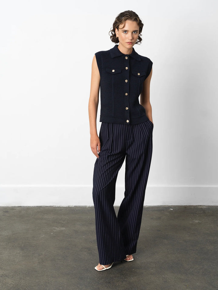 French Connection Roland Knit Collared Gilet Navy
