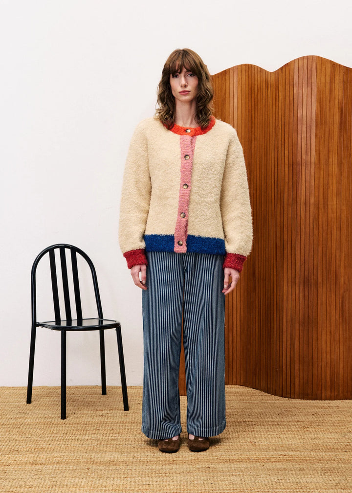 Frnch Paris Cardigan Cyclamen Creme