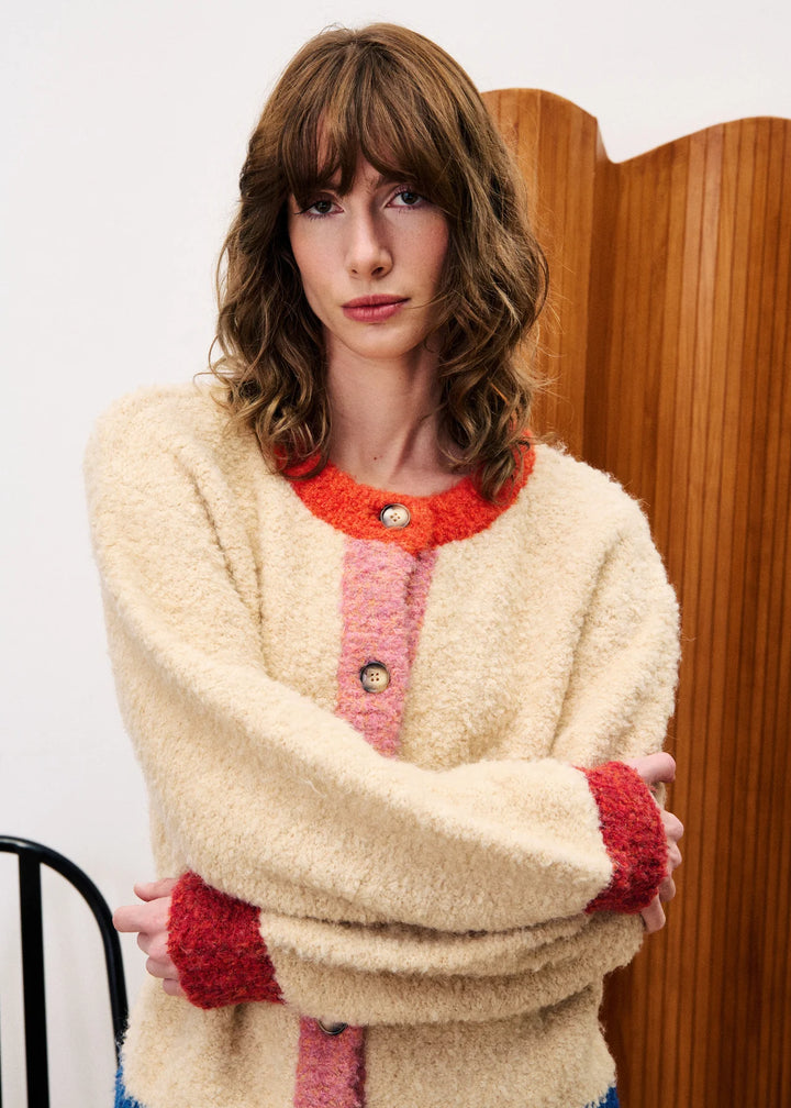 Frnch Paris Cardigan Cyclamen Creme