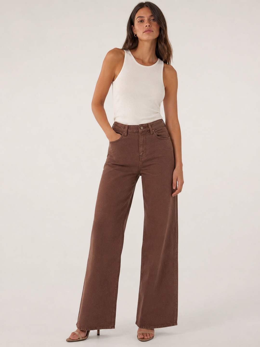 Salsa Wide Leg Jean Dark Brown 32” Leg