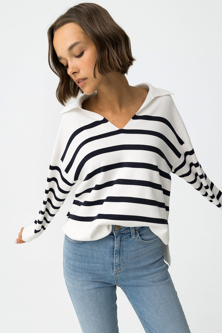 Tiffosi Agnese white & Navy Lady Sweater