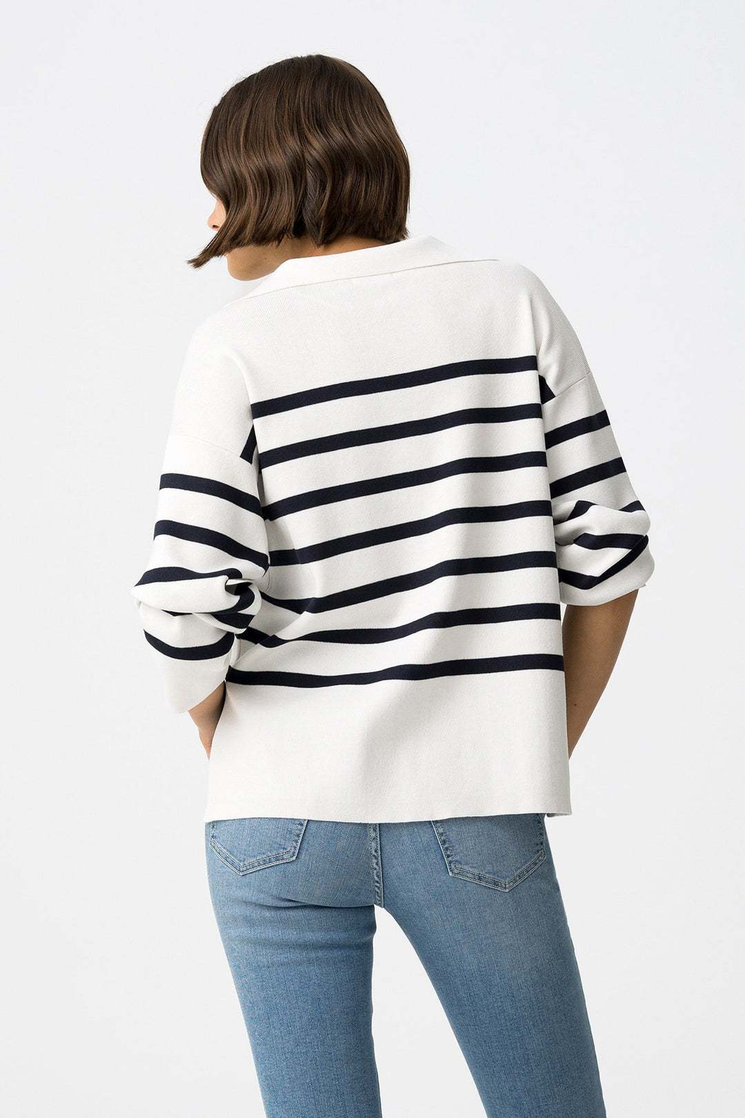 Tiffosi Agnese white & Navy Lady Sweater