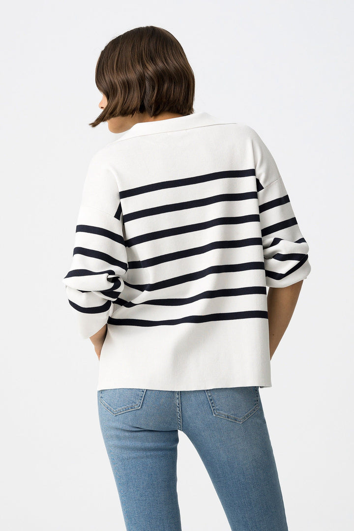 Tiffosi Agnese white & Navy Lady Sweater