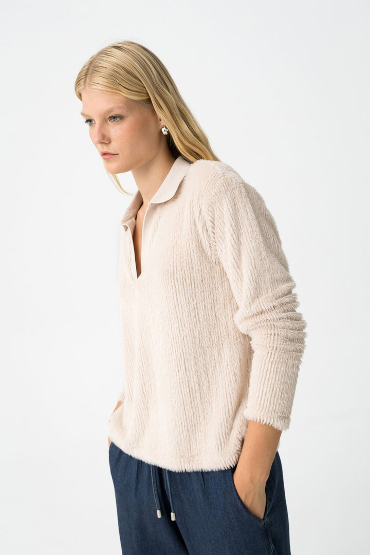 Tiffosi Boho Crème Faux Fur Sweater