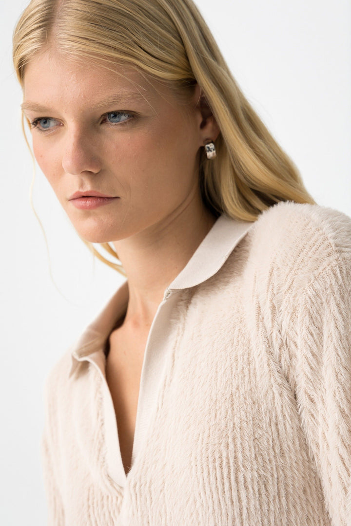 Tiffosi Boho Crème Faux Fur Sweater