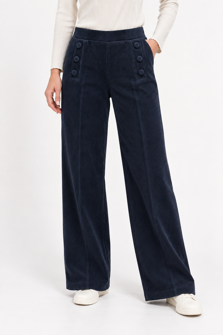 Tinta Navy Cord Elasticated Waist Trousers