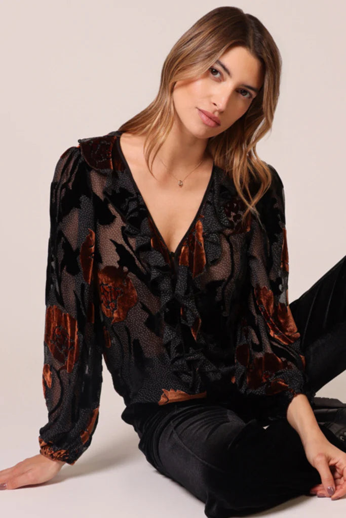 Traffic People Frill Black Blouse