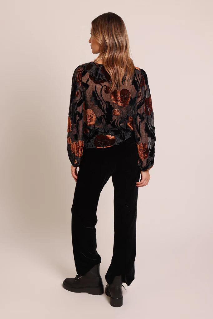 Traffic People Frill Black Blouse