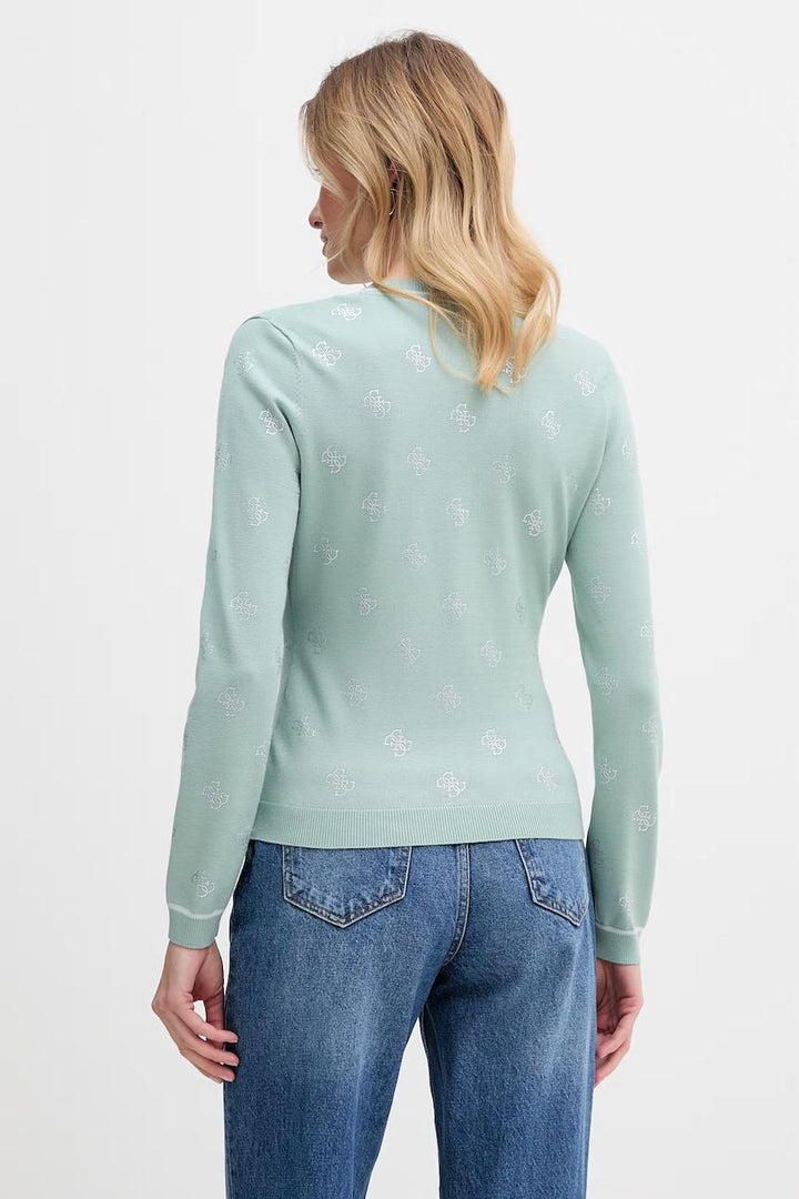 Guess 4G Logo Rhinestone Sage Cardigan