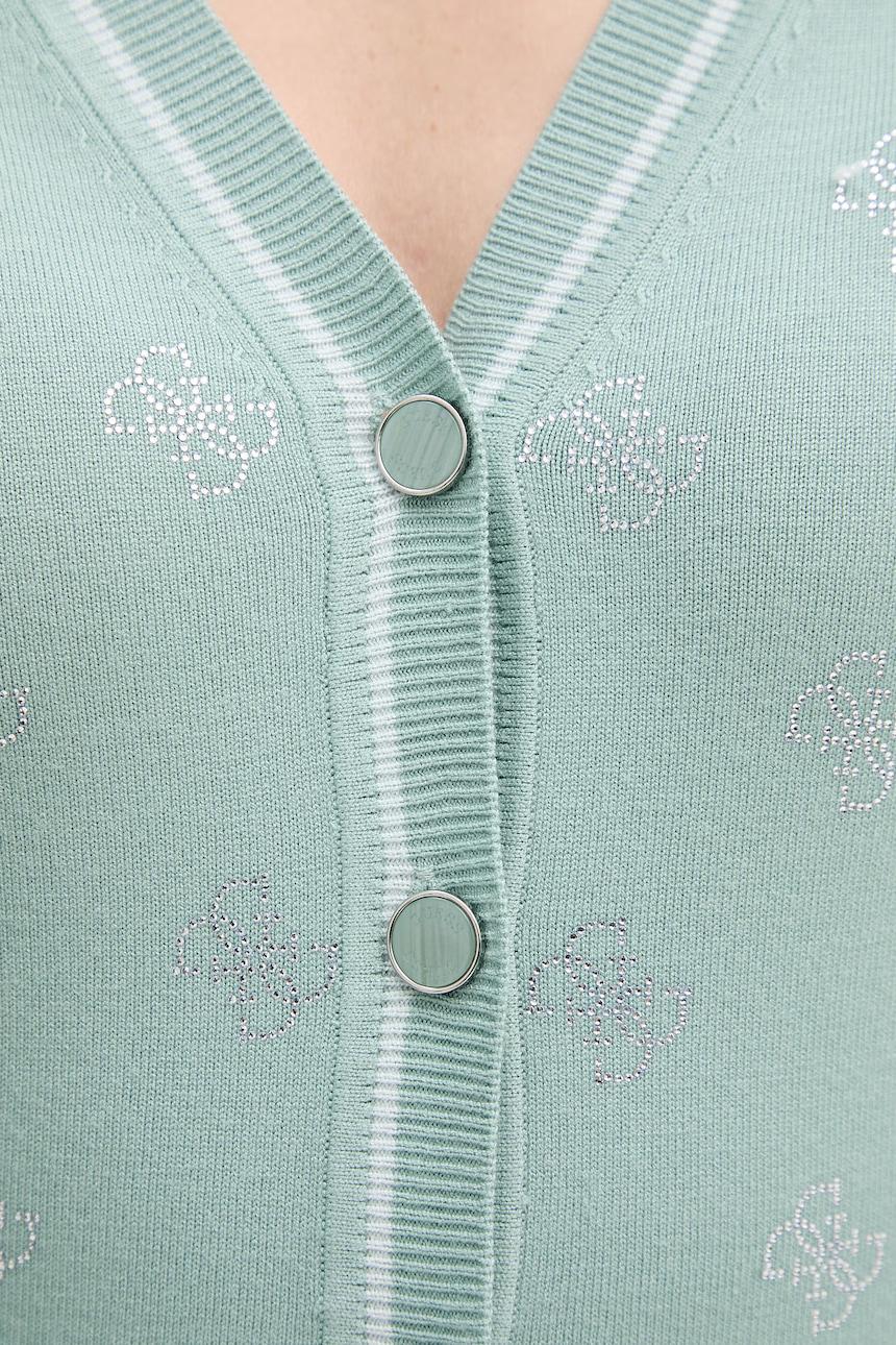 Guess 4G Logo Rhinestone Sage Cardigan