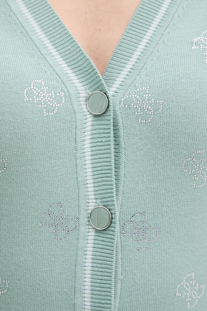 Guess 4G Logo Rhinestone Sage Cardigan