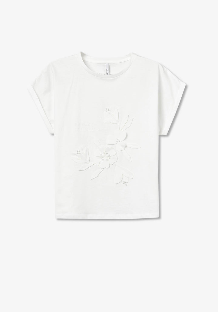 Tiffosi Max Flower Detailed White T-Shirt