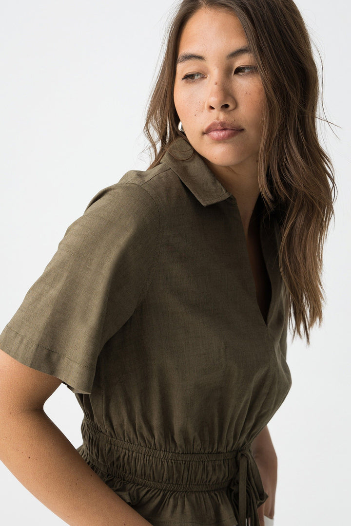 Tiffosi Melache Khaki V Neck Top