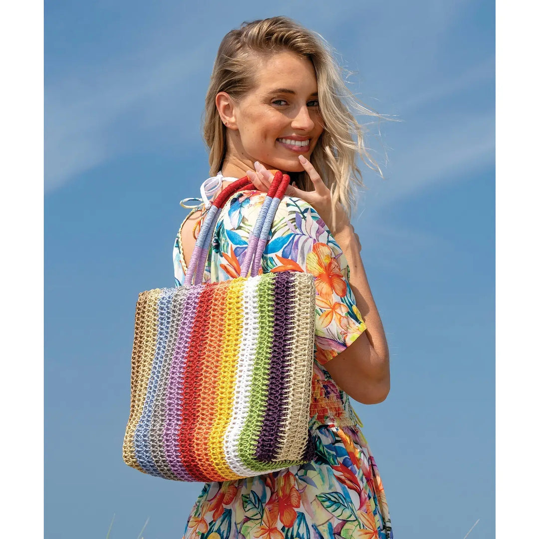 Milan - Summer Stripe Beach Bag: Multi