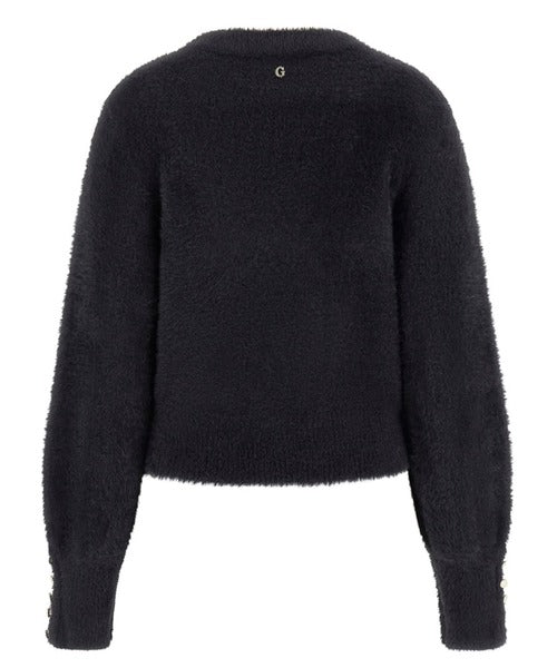 Guess Black Yuki Fuzz Cut Out Sweater