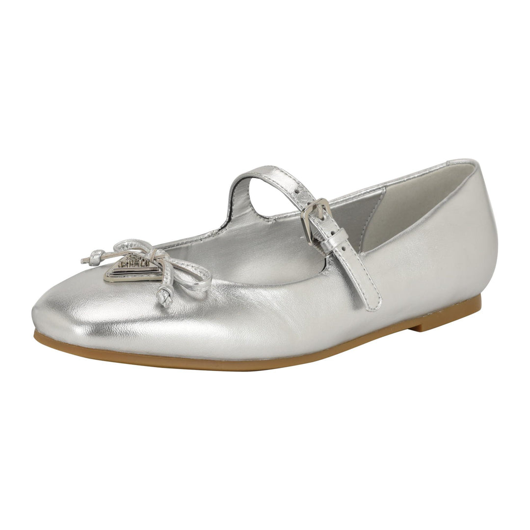 Guess Kayra Leather Ballet Pump Silver