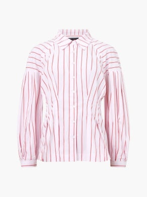 French Connection Pink/White/Red Pleate Stripe Shirt