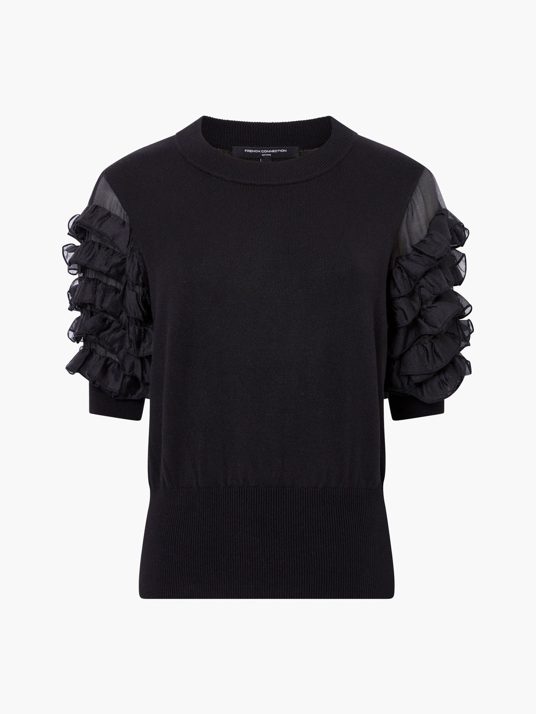 French Connection Krista Mix Stacked Blackout Ruffle Top
