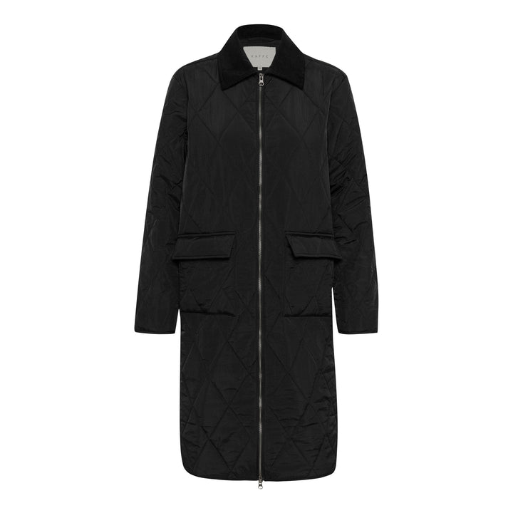 Kaffe KAannell Long Quilted Jacket Black