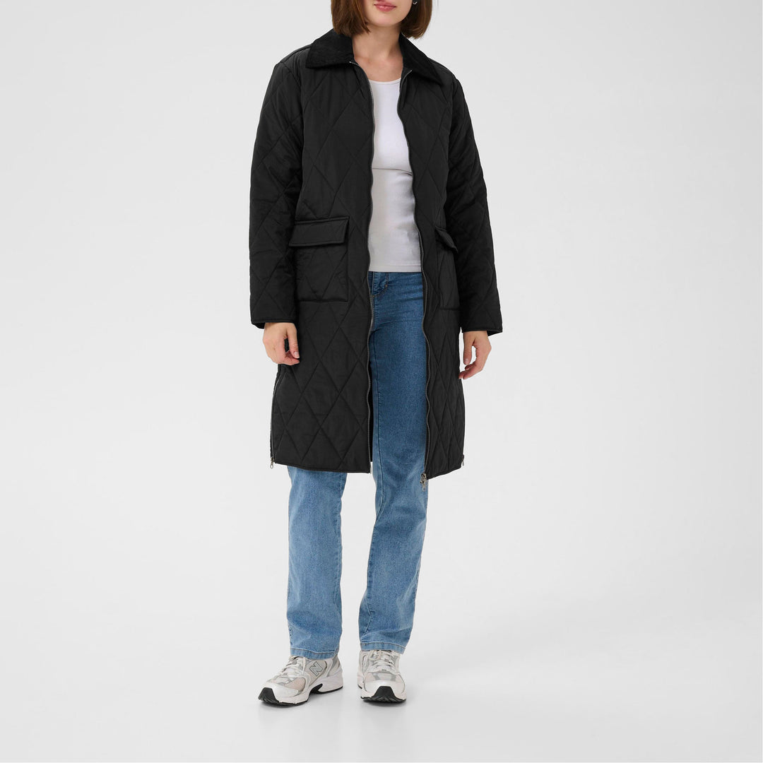 Kaffe KAannell Long Quilted Jacket Black