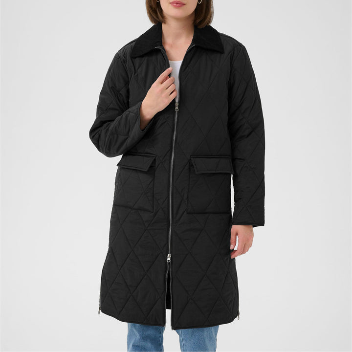 Kaffe KAannell Long Quilted Jacket Black