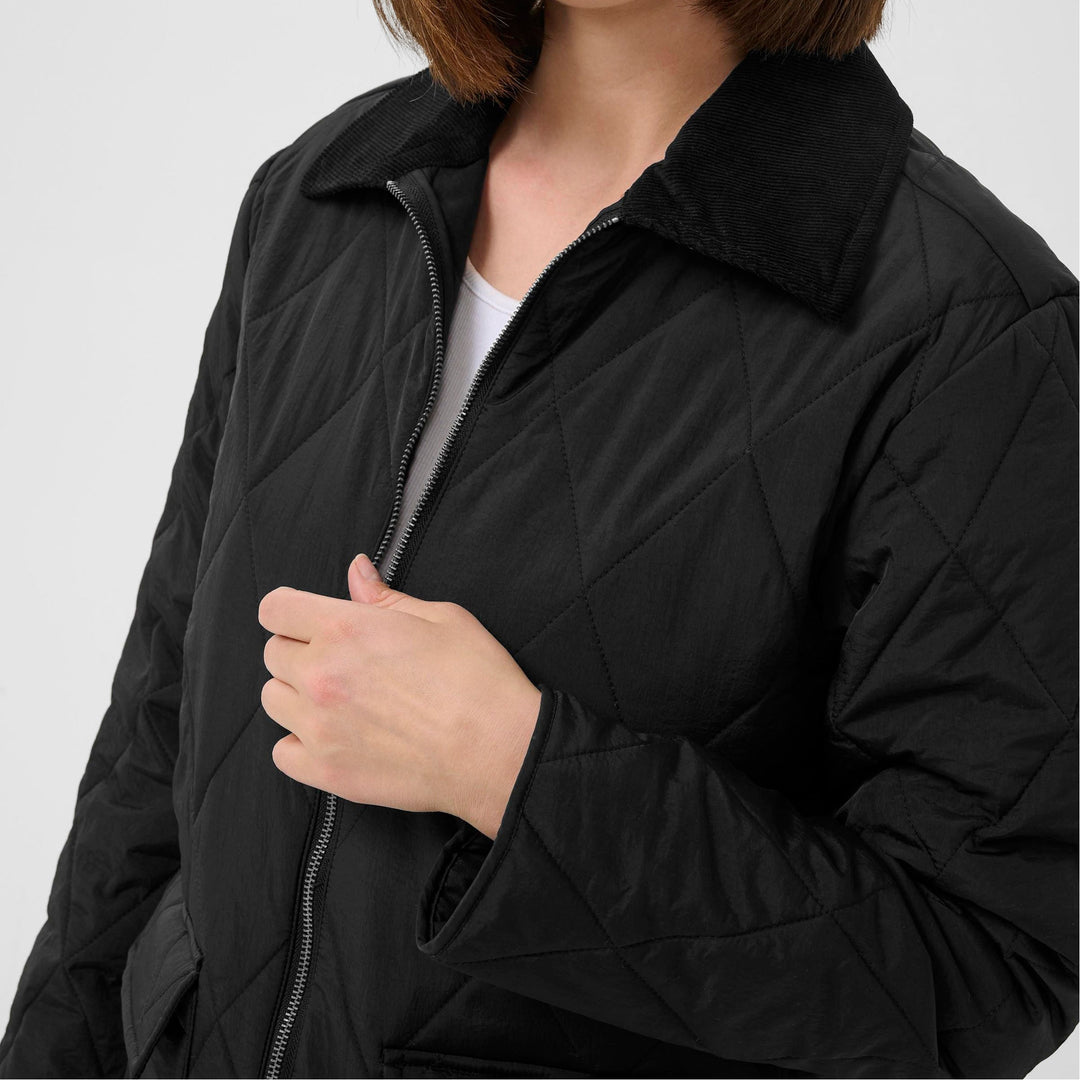 Kaffe KAannell Long Quilted Jacket Black