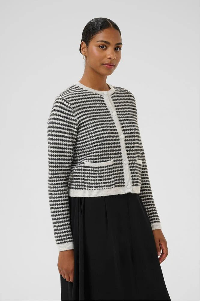 Kaffe KAelleery Light Grey & Black Cardigan