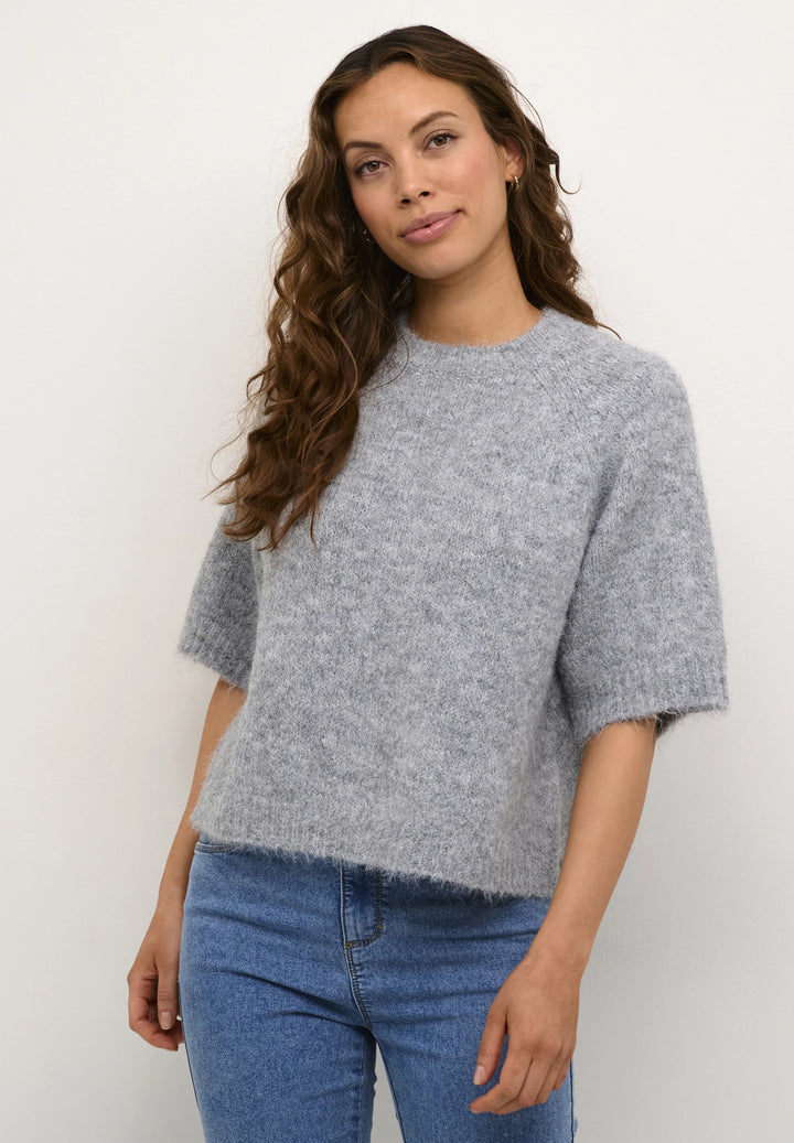 Kaffe KAemilie Grey Cropped Knit Pullover
