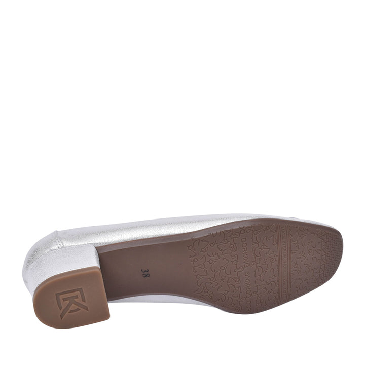 Dorking Pamel Silver Low Heel Court Shoe