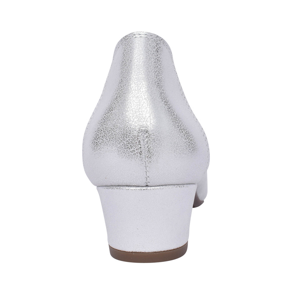 Dorking Pamel Silver Low Heel Court Shoe
