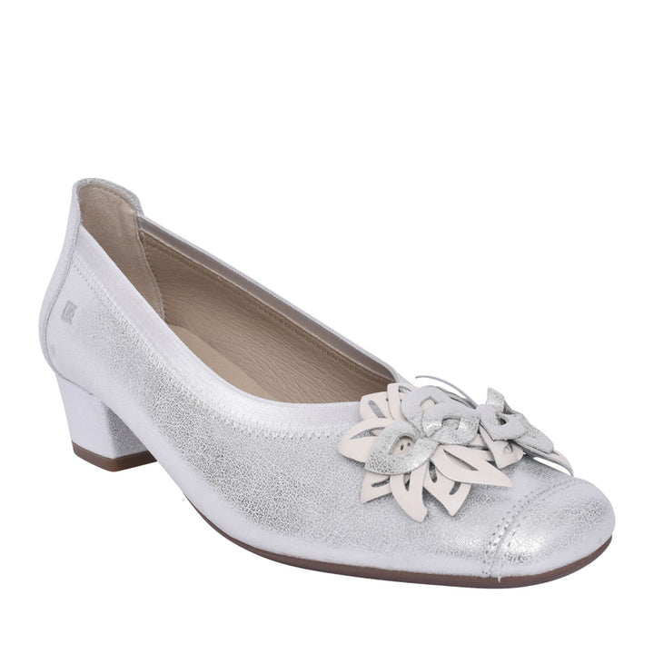 Dorking Pamel Silver Low Heel Court Shoe
