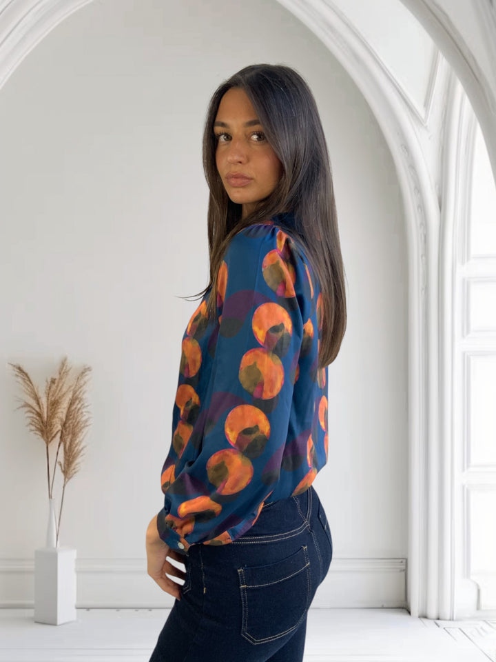 This Girl's Curiosity Elaine Blue & Orange Top
