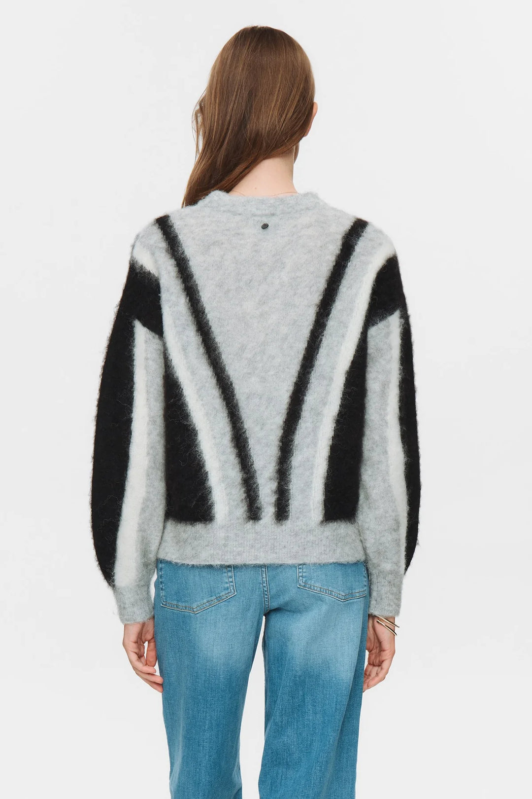Numph Nusuri Brushed Pattern  Pullover Light Grey Mel