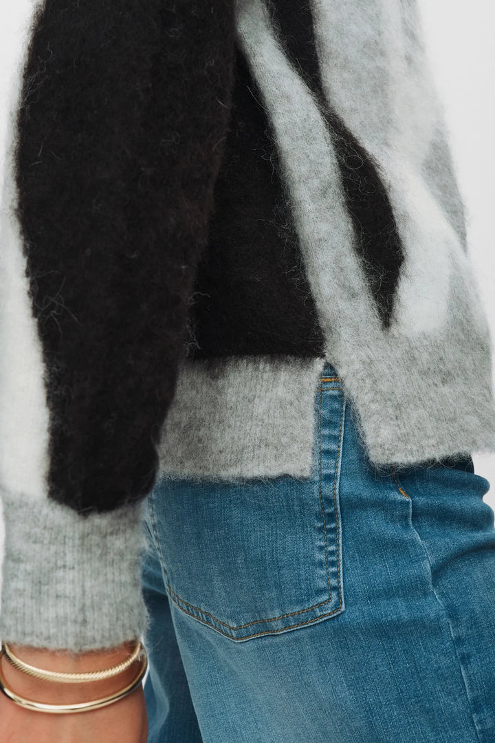 Numph Nusuri Brushed Pattern  Pullover Light Grey Mel