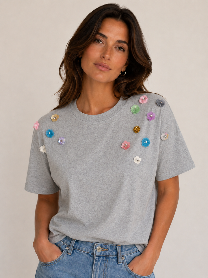 Numph Nuolivia T-Shirt | Light Grey