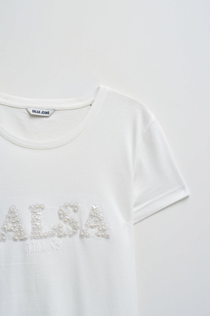 Salsa Flower Sequin T-Shirt White