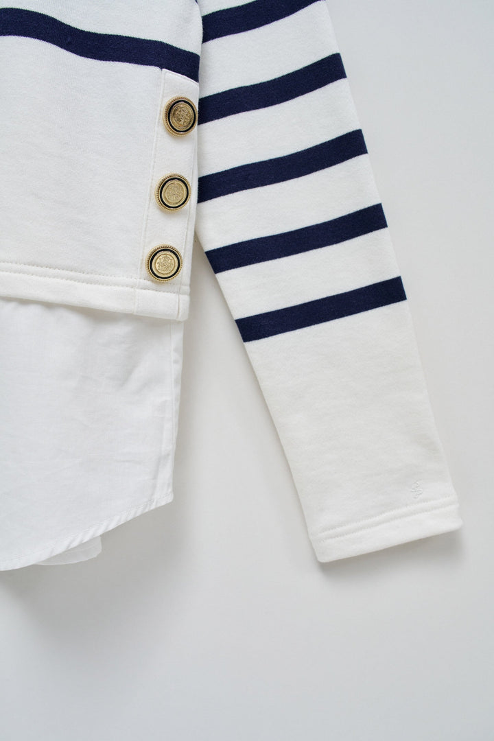 Salsa Combined Sweater Shirt White & Navy