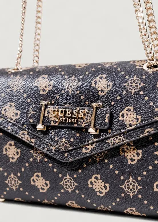 Guess Silia Espresso Logo Crossbody Bag