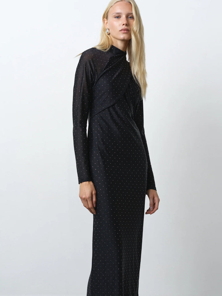 French Connection Shosana Hotfix Diamante Wrapover Midi Dress