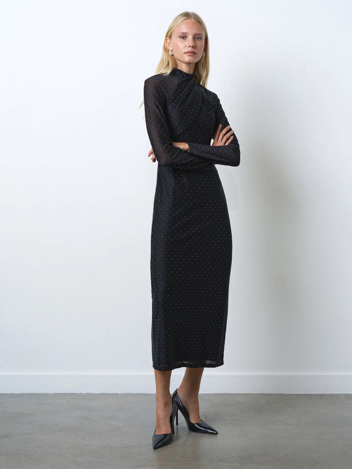 French Connection Shosana Hotfix Diamante Wrapover Midi Dress