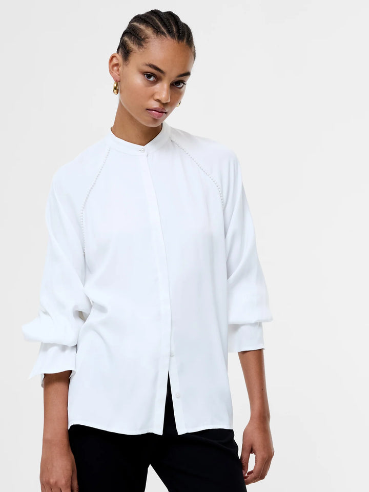 French Connection Candice Satin Pearl Trim Shirt