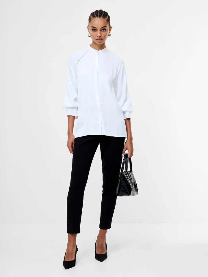 French Connection Candice Satin Pearl Trim Shirt