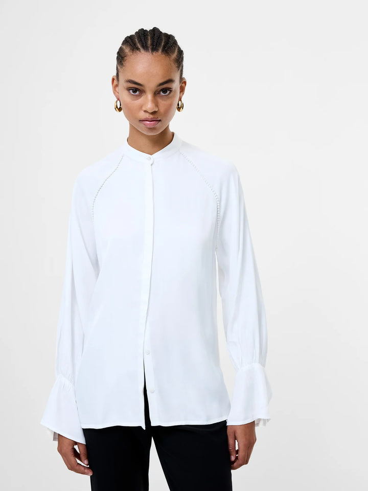 French Connection Candice Satin Pearl Trim Shirt