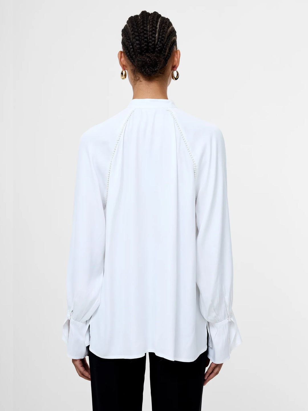 French Connection Candice Satin Pearl Trim Shirt
